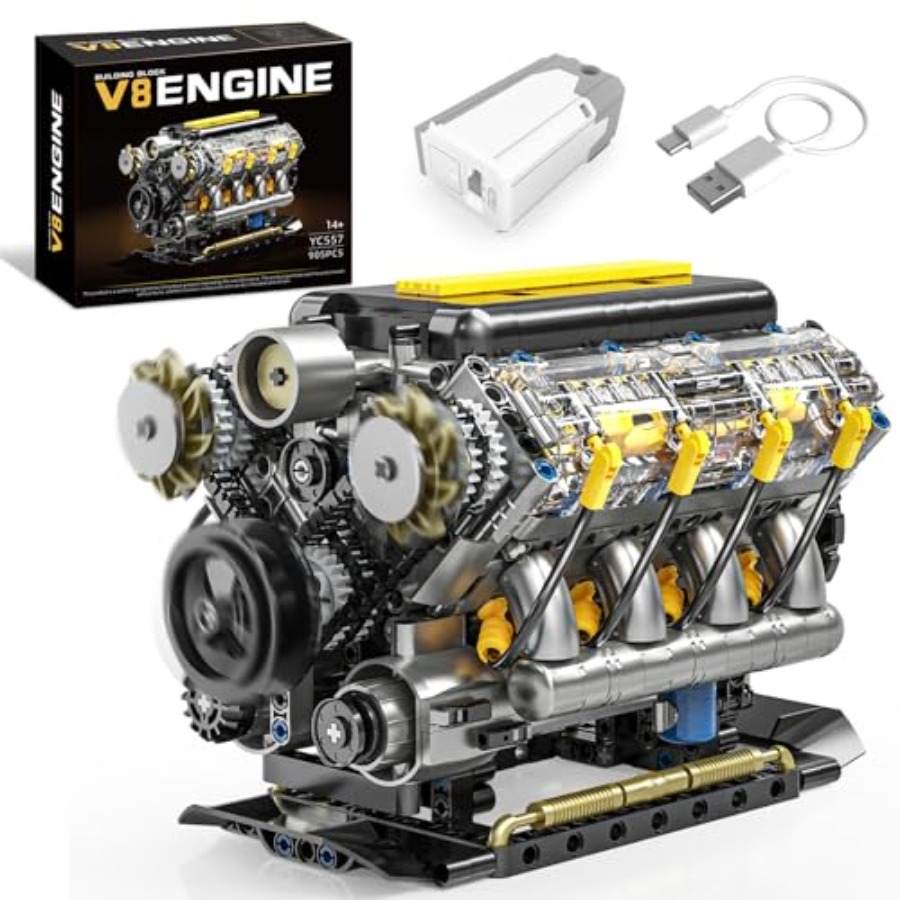 Model Kit Engine V8 - V8-motormodelbouwset die werkt, zichtbare mini-auto-motormotor bouwstenenset