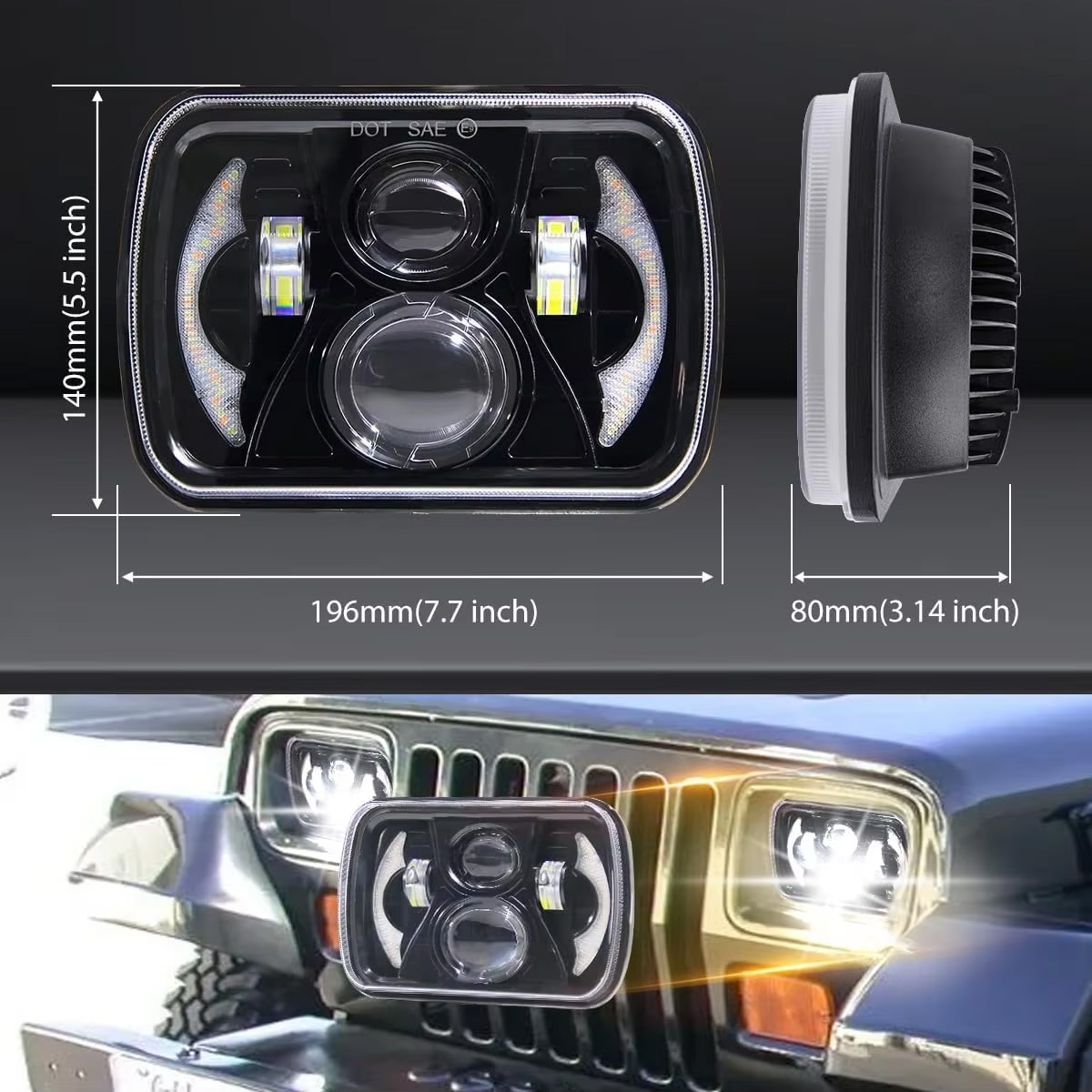 5x7 7x6 inch LED vierkante kop - Model Kit Jeep recensie en prijs