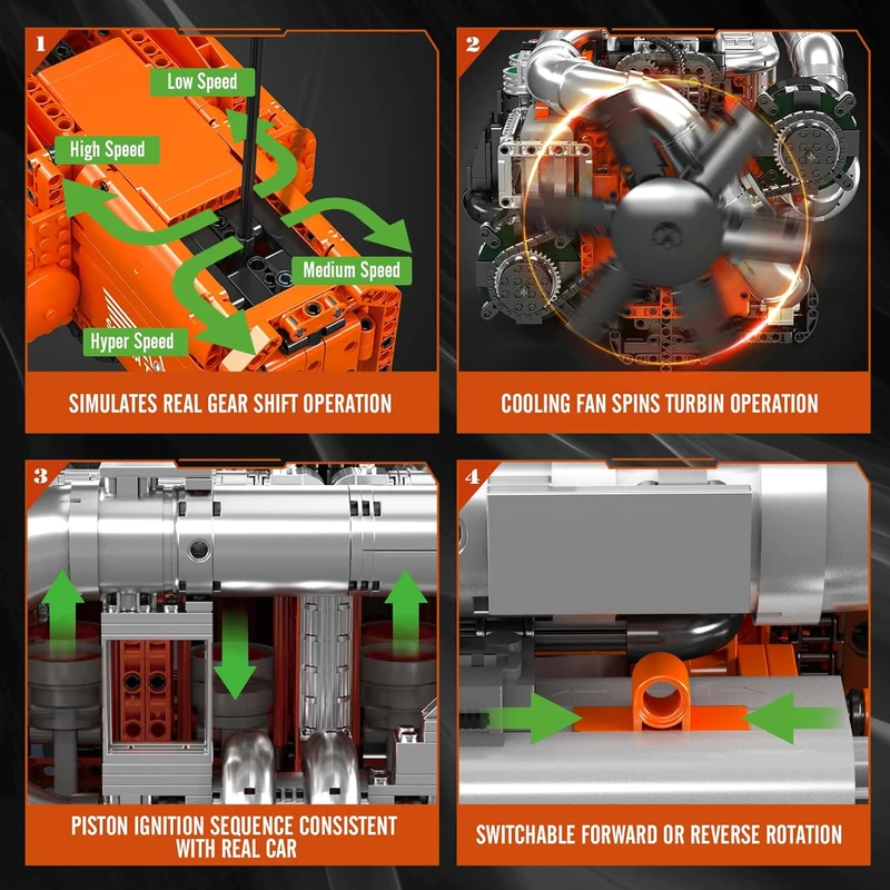 Mould King 10200 V8 Twin-Turbo - Model Kit Engine V8 recensie en prijs